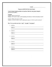 English Worksheet: Learn to Propose a Question for A Project