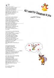 English Worksheet: Christmas song and fun activity