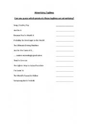 English Worksheet: Advert Taglines / Slogans