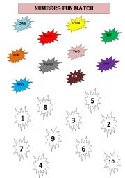 English Worksheet: NUMBERS FUN MATCH