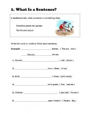 English worksheet: What Is a Sentence?