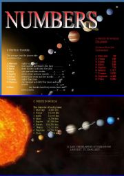 English Worksheet: Numbers and Solar System