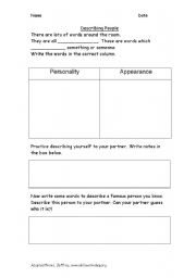English Worksheet: Describing Personality and Appearance