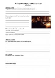 English Worksheet: 2. Mary Shelleys Frankenstein: a faithful film?