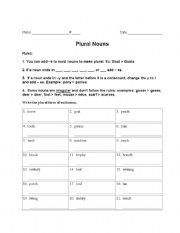 English Worksheet: Plural Nouns 