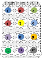 English Worksheet: numbers 1-12 review