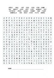 English Worksheet: ABC word search