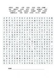 English Worksheet: ABC word search