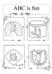 Alphabet I~L coloring worksheet