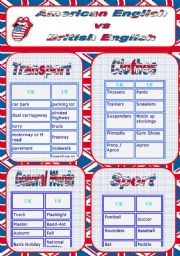 English Worksheet: british English vs american english