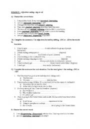 English Worksheet: adjectives ending with -ing and -ed