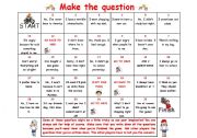 English Worksheet: Make the question (boardgame)