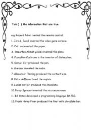 English worksheet: Inventions