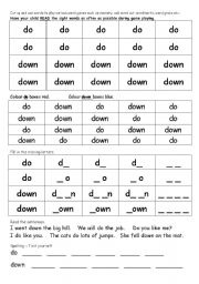 English worksheet: Sight word activities