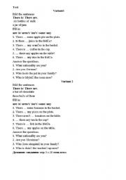 English Worksheet: food