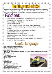 English Worksheet: booking a train ticket