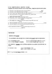 English Worksheet: Too & Enough 