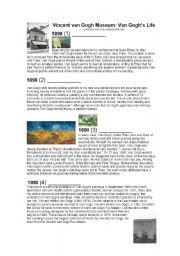 English Worksheet: Reading and Webquest: Artist Van Gogh and the Museum
