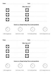 English Worksheet: Clock Test