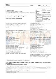 English Worksheet: Ill be there for you - The Rembrandts