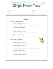 English Worksheet: simple present negative