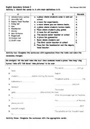 English worksheet: School