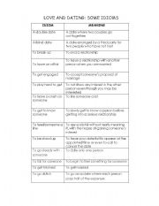 English Worksheet: Love and dating: vocabulary