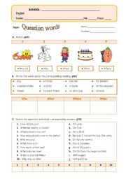 English Worksheet: W-H Questions