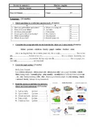 English Worksheet: mid-term test 1 7th form