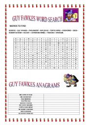 English Worksheet: Guy Fawkes word games