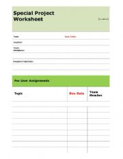 English Worksheet: Group Project Simple Worksheet