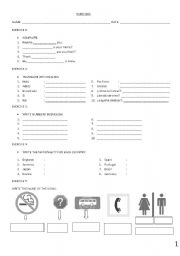 English worksheet: basic exercises
