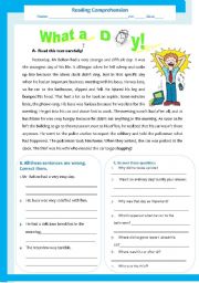 English Worksheet: What a Day!