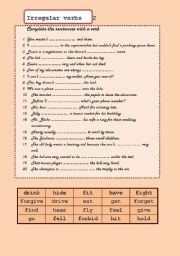 English Worksheet: irregular verbs 2