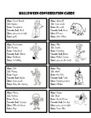 English Worksheet: Halloween Conversation Cards