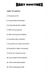 English Worksheet: Daily Routines