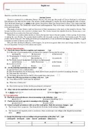 English Worksheet: test on Ancient Greek civilization