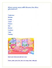 English worksheet: my room 