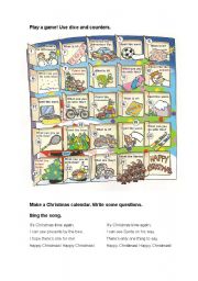 English Worksheet: CHRISTMAS BOARD GAME