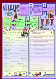 English Worksheet: Already or yet in Present Perfect *** with key and B&W *** fully editable