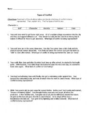 English worksheet: Types of Conflict