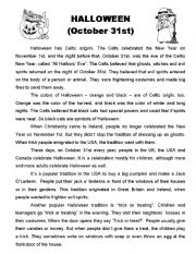 English Worksheet: Halloween - History