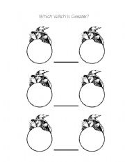English Worksheet: Which Witch is Greater?