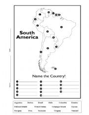 English Worksheet: South America Map