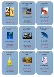 English Worksheet: GO FISH GAME seasonal activities