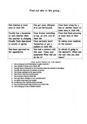 English worksheet: Warm-up (health. diseases)