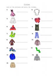 English Worksheet: Clothes 