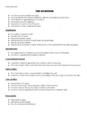 English Worksheet: The Governor - Std X ICSE