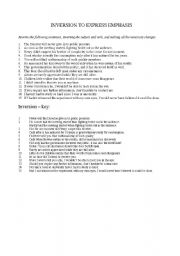 English Worksheet: Inversion sentences