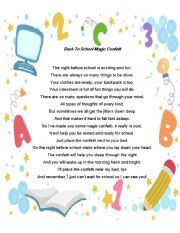 English Worksheet: Back to School Magic Confetti